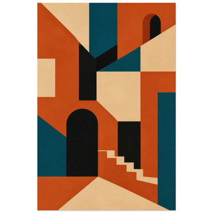 Affiche abstraite - Structure murale, architecture abstraite geometrique verticale, format 30 × 45 cm