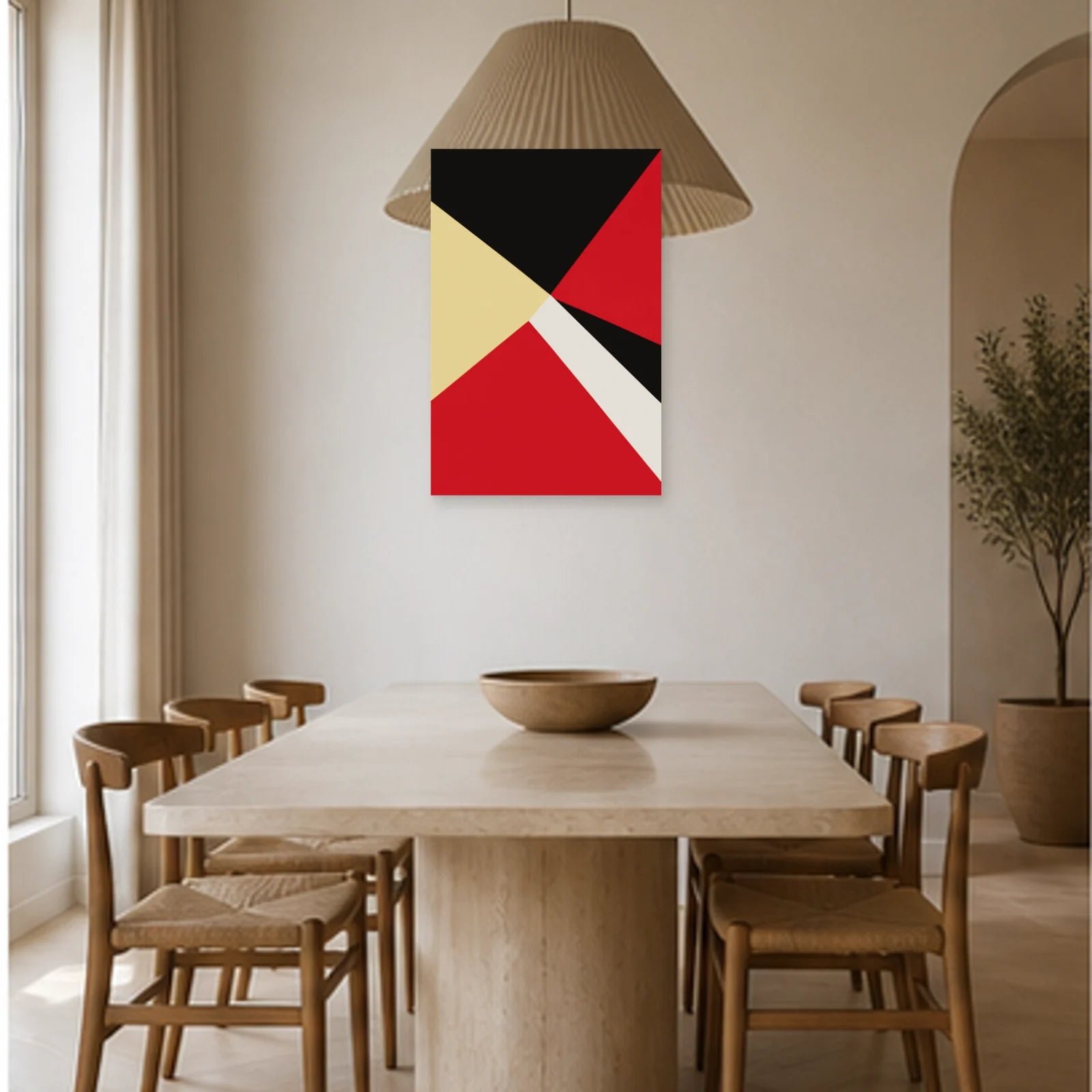 Affiche abstraite - Tension diagonale dans une salle à manger - Art Virtuoso