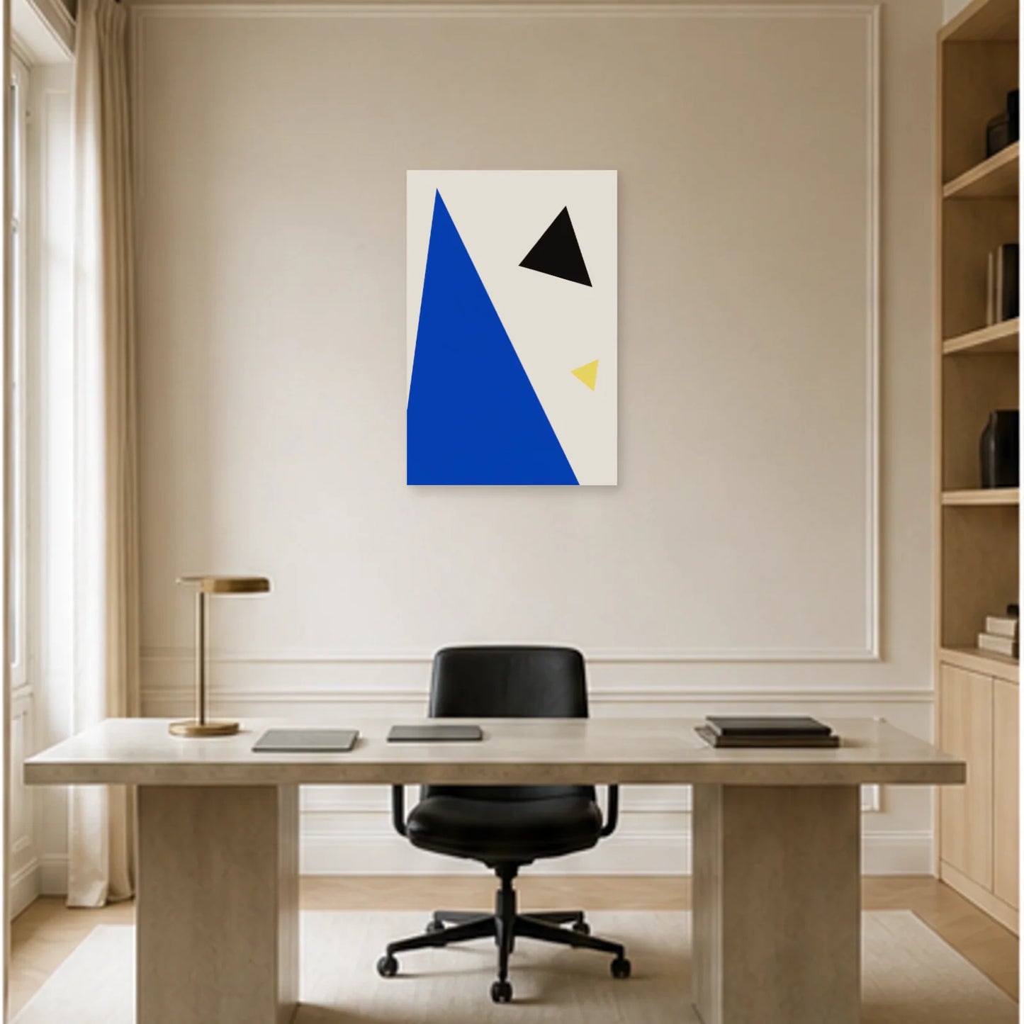 Affiche abstraite - Tension triangulaire dans un bureau - Art Virtuoso