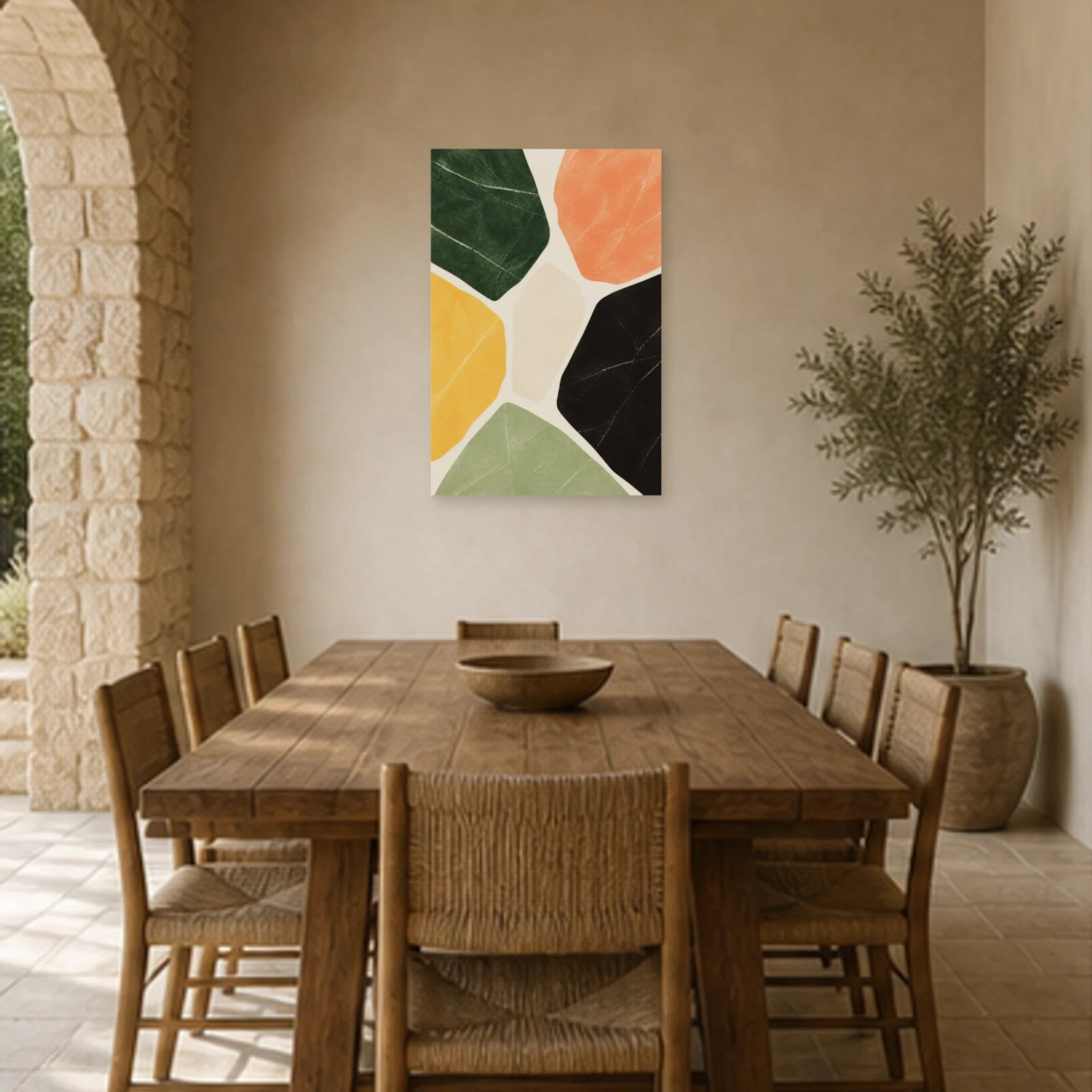 Affiche abstraite - Terrazzo monumental dans une salle à manger - Art Virtuoso