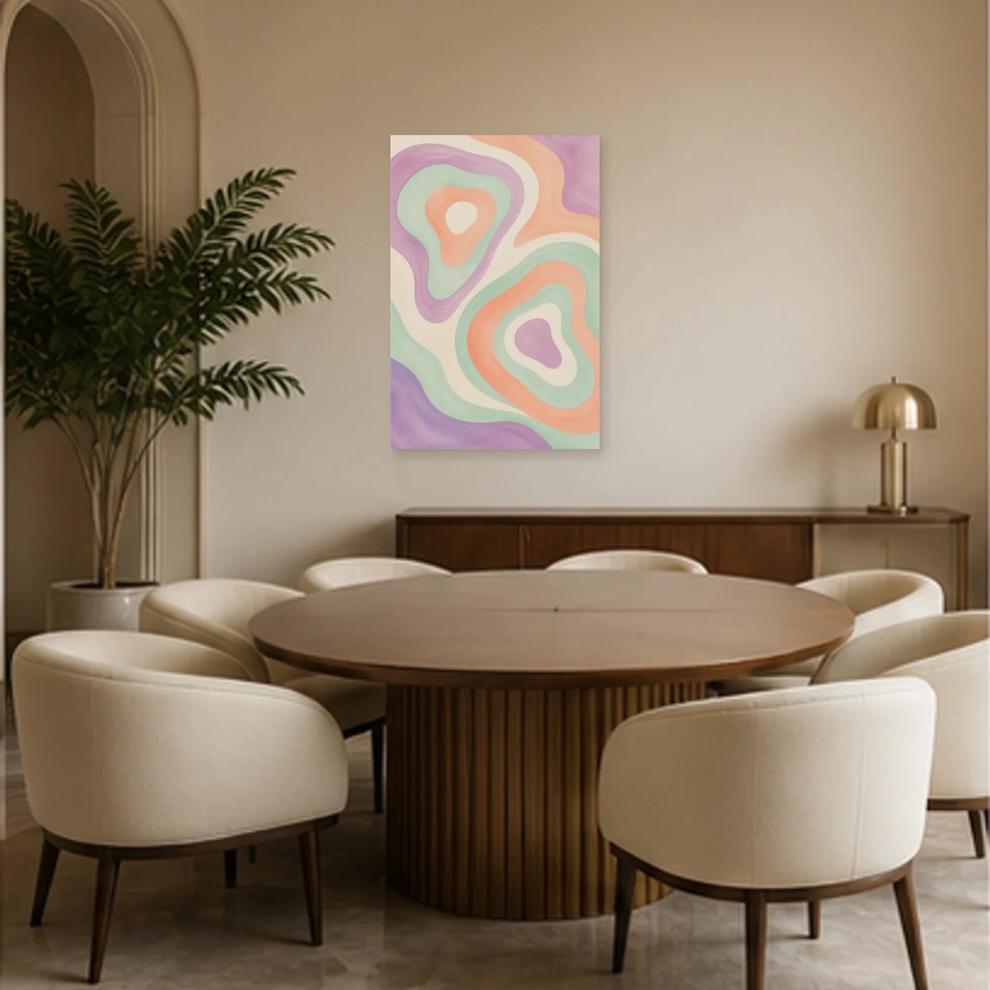 Affiche abstraite - Topographie liquide dans une salle à manger - Art Virtuoso