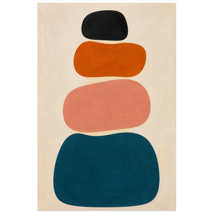 Affiche abstraite - Totem souple, totem biomorphique en aplats peints verticale, format 60 × 90 cm