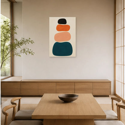 Affiche abstraite - Totem souple dans une salle à manger - Art Virtuoso