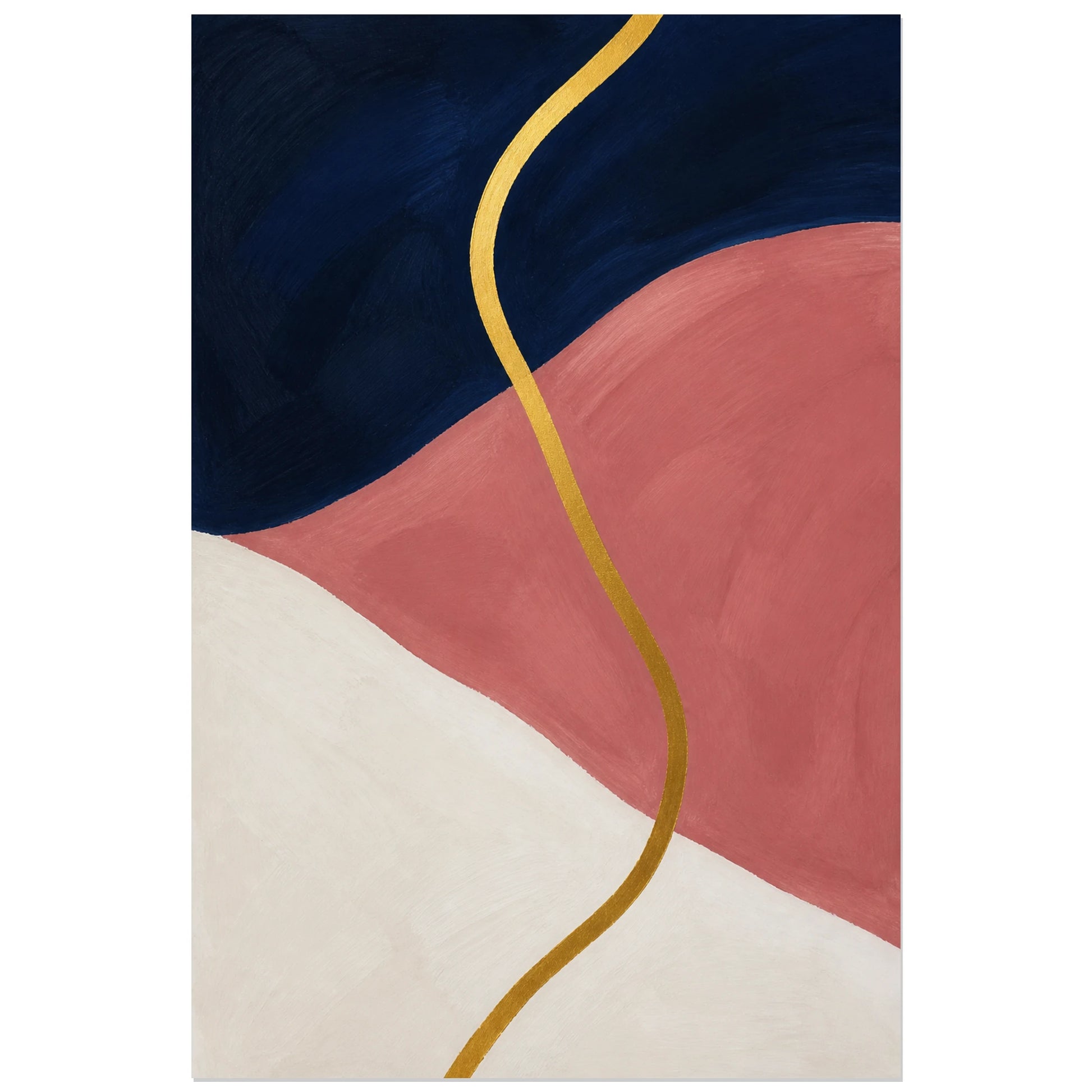 Affiche abstraite - Trait précieux, abstraction gestuelle minimaliste doree verticale, format 30 × 45 cm