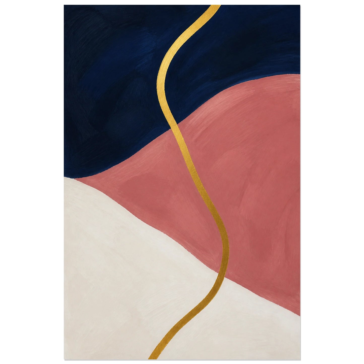 Affiche abstraite - Trait précieux, abstraction gestuelle minimaliste doree verticale, format 60 × 90 cm
