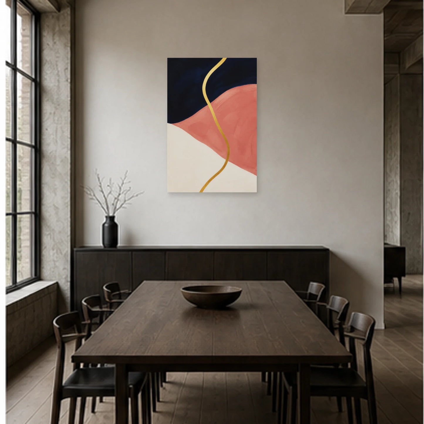 Affiche abstraite - Trait précieux dans une salle à manger - Art Virtuoso
