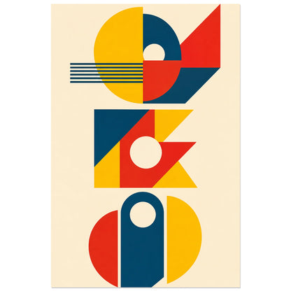 Affiche abstraite - Trio géométrique, serigraphie bauhaus modulaire verticale, format 60 × 90 cm
