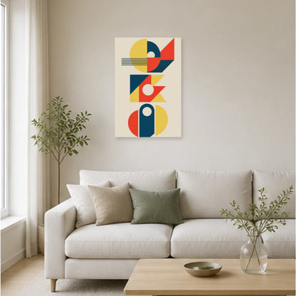 Affiche abstraite - Trio géométrique dans un salon - Art Virtuoso