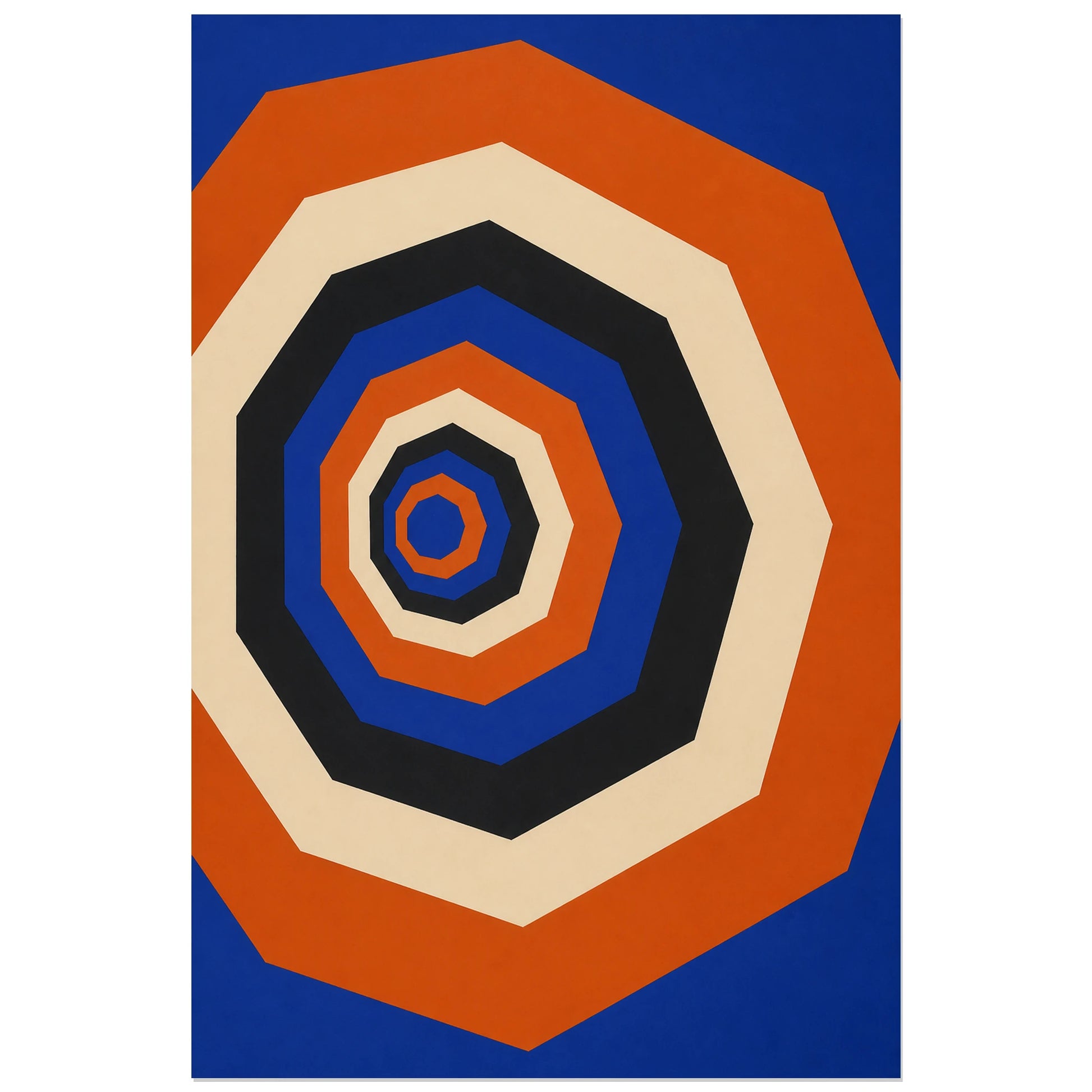 Affiche abstraite - Tunnel concentrique, op art polygonal concentrique verticale, format 30 × 45 cm