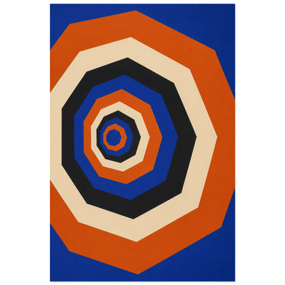 Affiche abstraite - Tunnel concentrique, op art polygonal concentrique verticale, format 30 × 45 cm