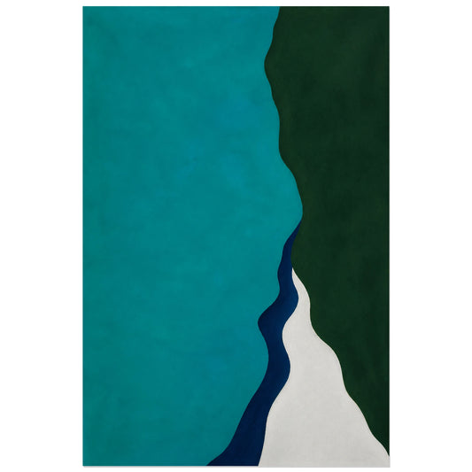 Affiche abstraite - Turquoise profond, champs de couleur aquatiques verticale, format 30 × 45 cm