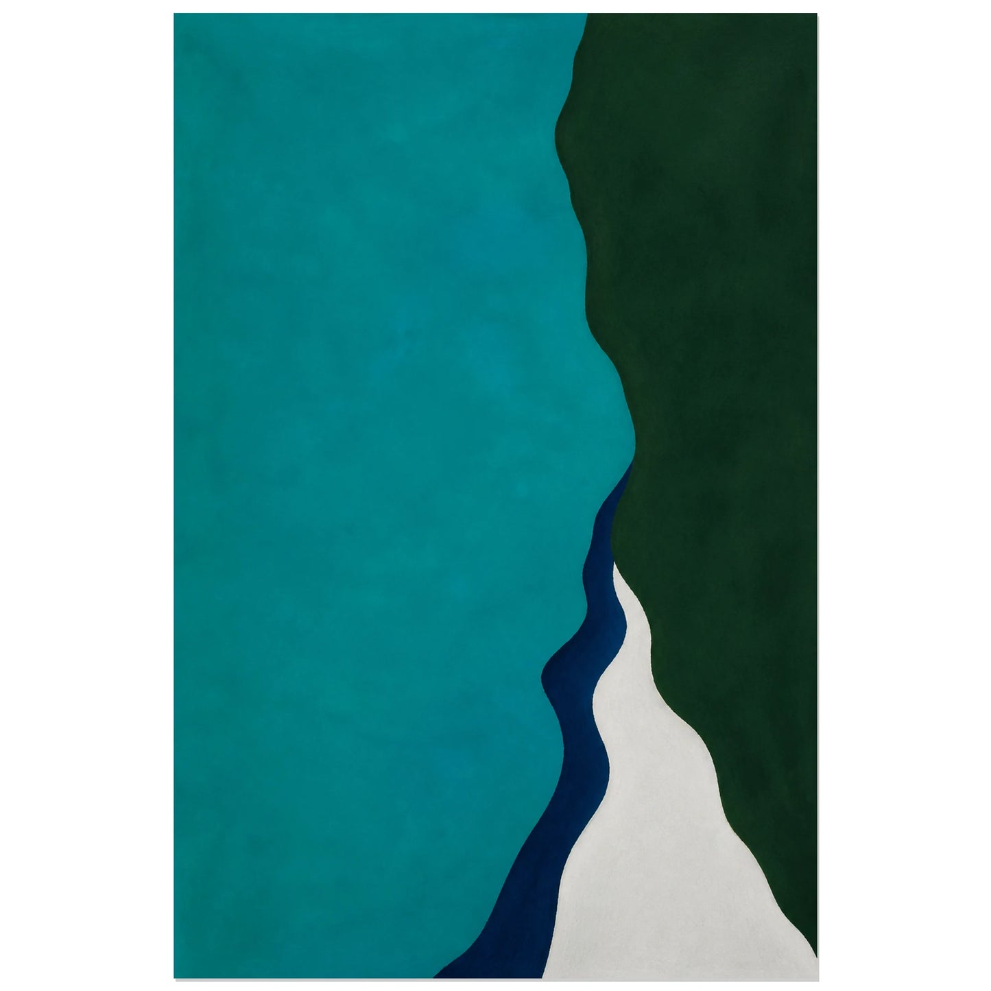 Affiche abstraite - Turquoise profond, champs de couleur aquatiques verticale, format 40 × 60 cm