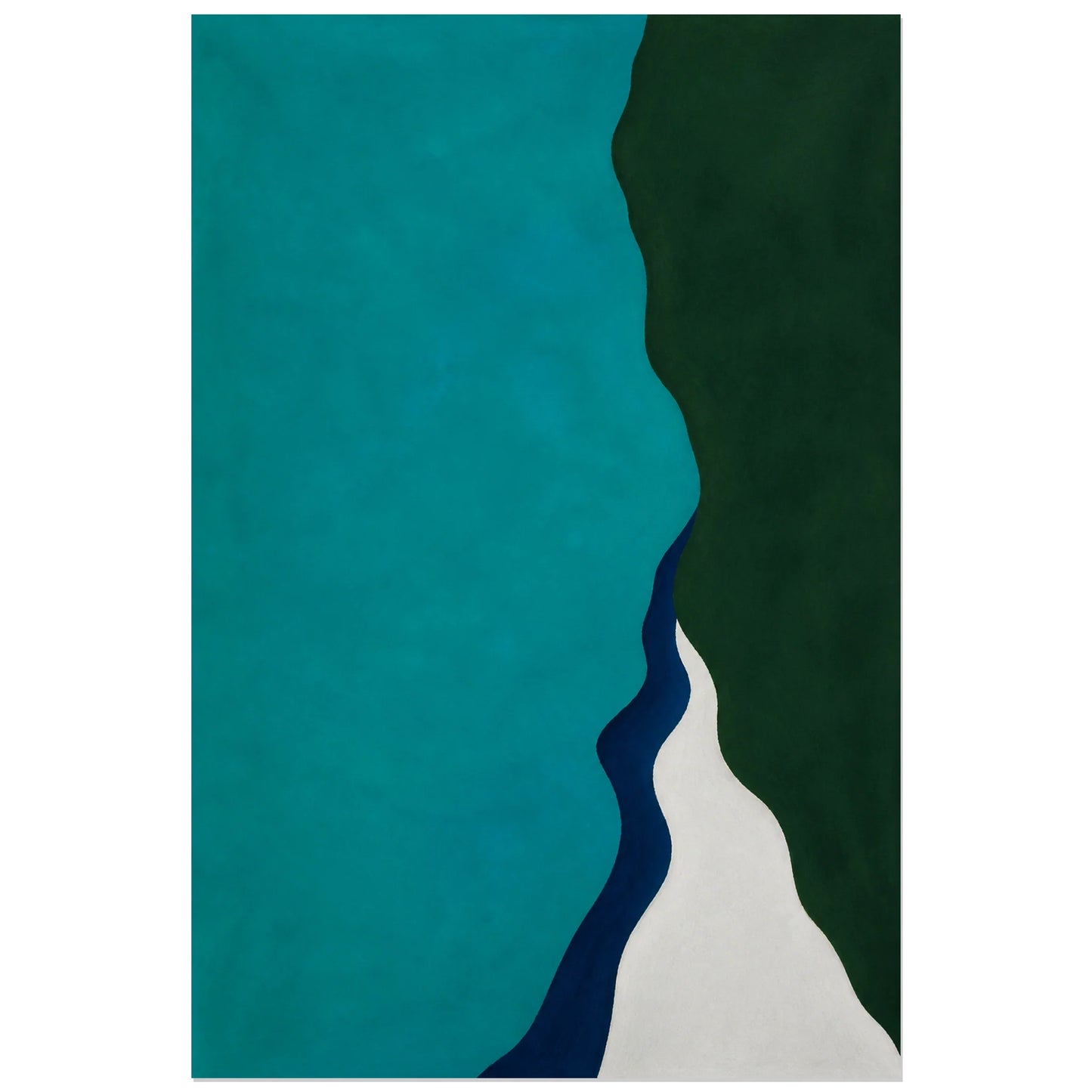 Affiche abstraite - Turquoise profond, champs de couleur aquatiques verticale, format 60 × 90 cm
