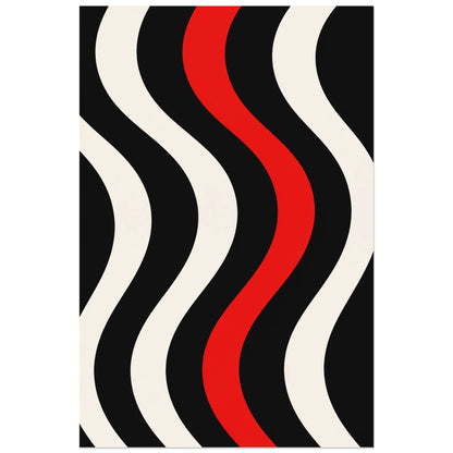 Affiche abstraite - Vague cinétique, op art en bandes courbes verticale, format 40 × 60 cm