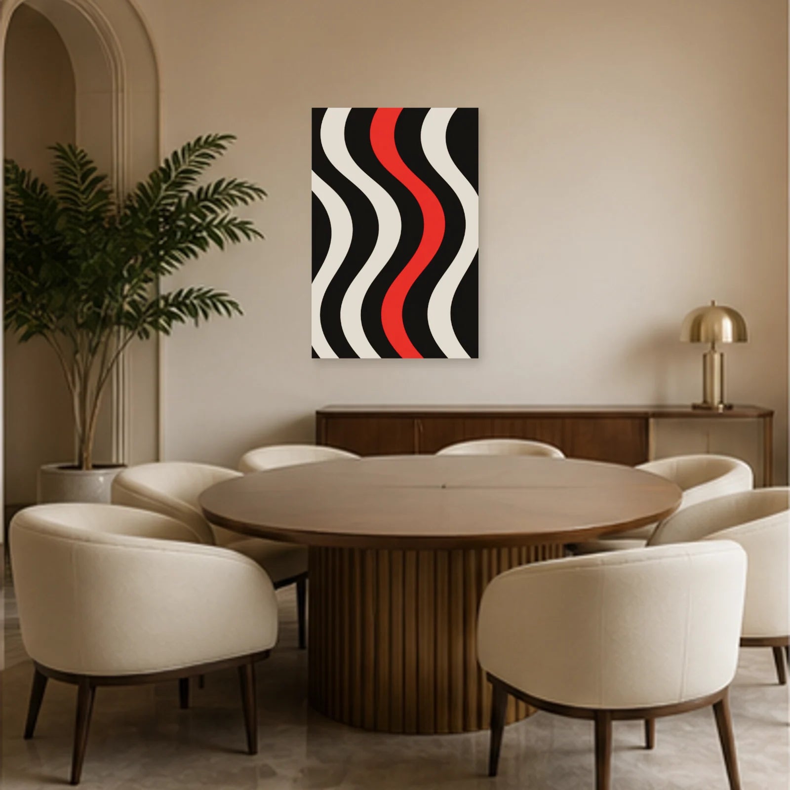 Affiche abstraite - Vague cinétique dans une salle à manger - Art Virtuoso