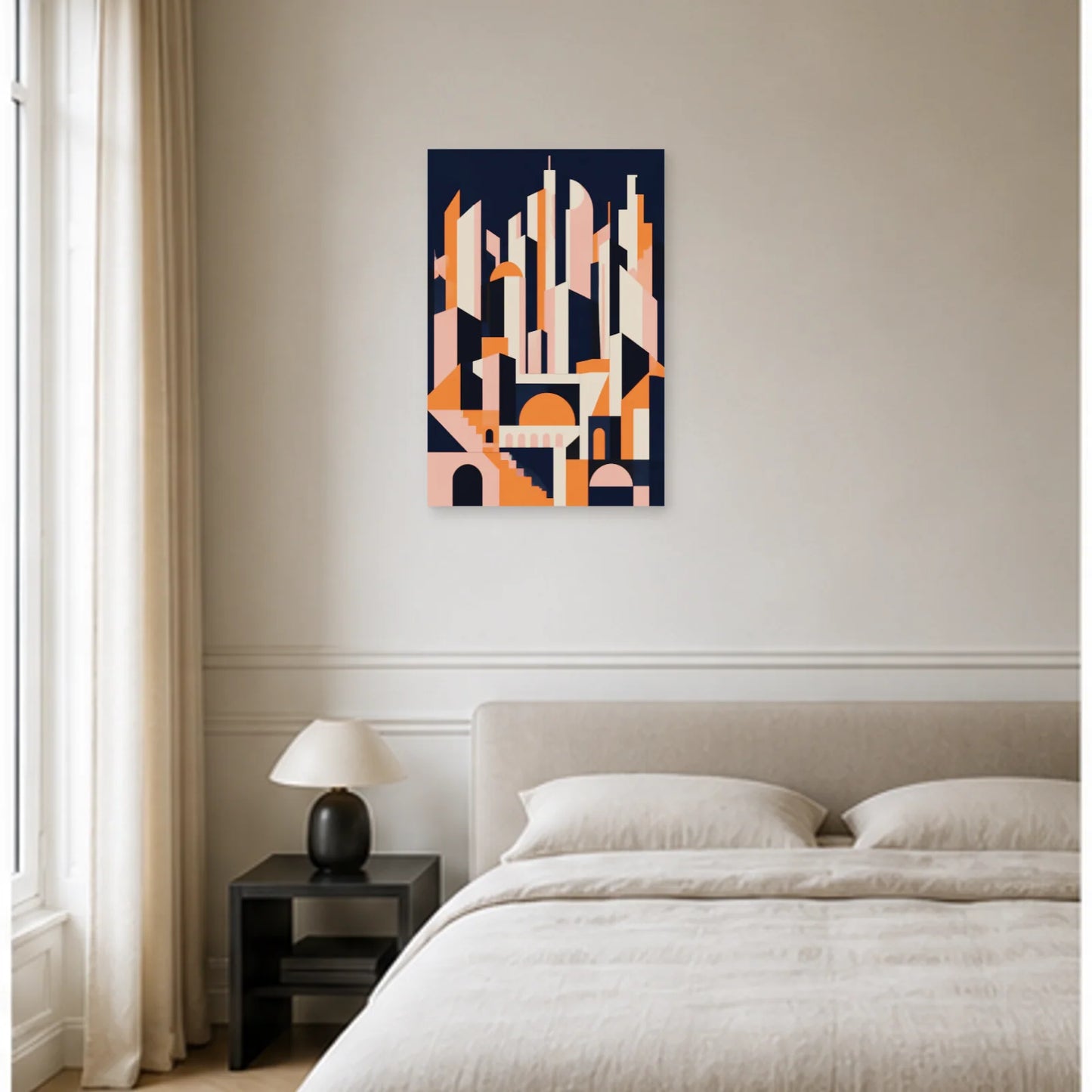 Affiche abstraite - Ville géométrique dans une chambre - Art Virtuoso