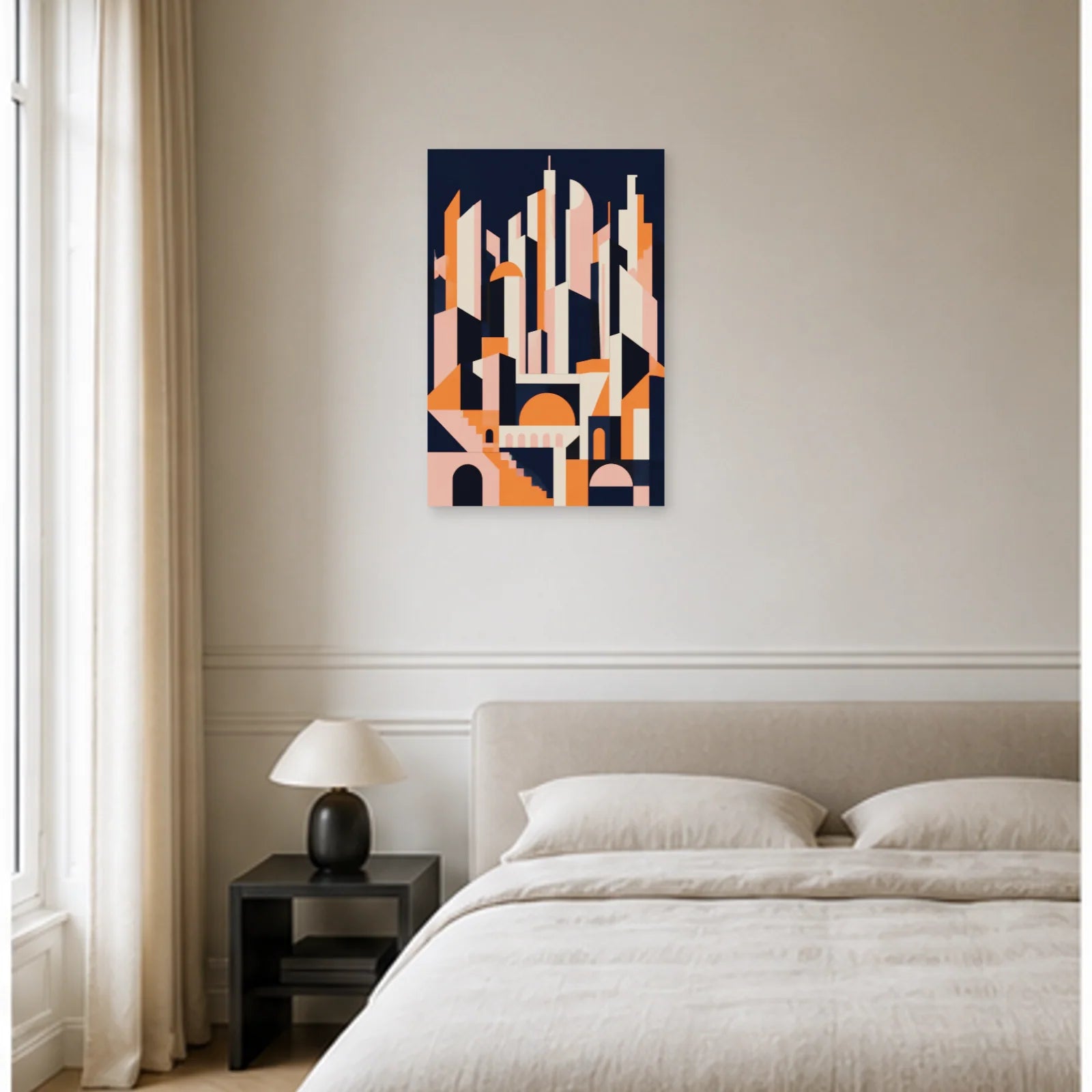 Affiche abstraite - Ville géométrique dans une chambre - Art Virtuoso