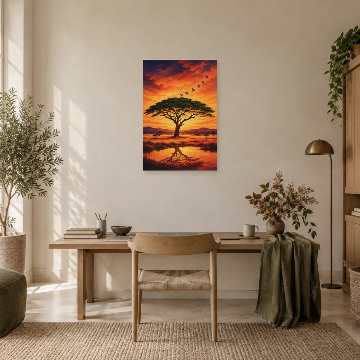 Affiche Acacia – Oiseaux de savane dans un bureau - Art Virtuoso