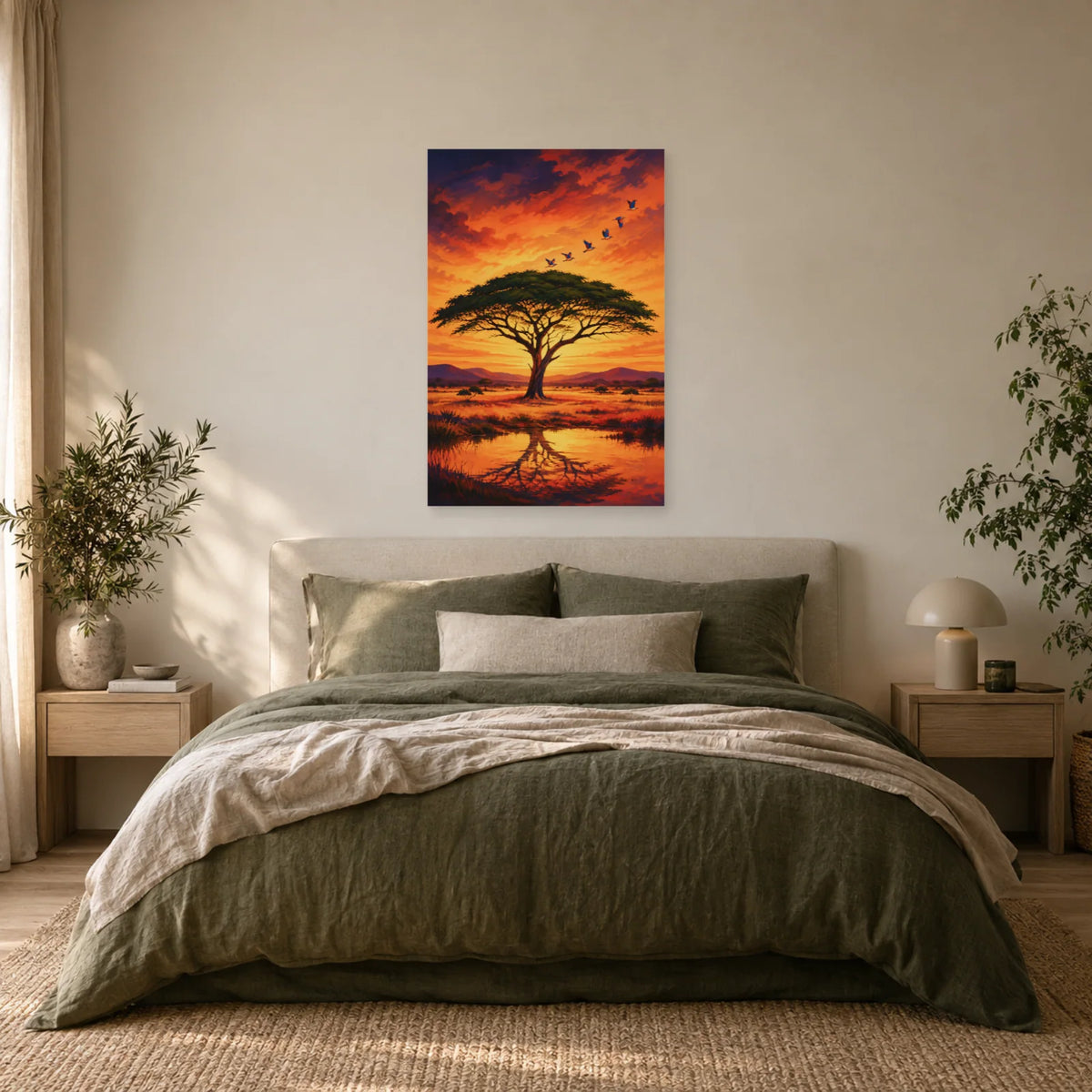 Affiche Acacia – Oiseaux de savane dans une chambre - Art Virtuoso