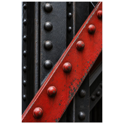 Poutre rouge et rangées de rivets noirs, affiche 30 × 45 cm