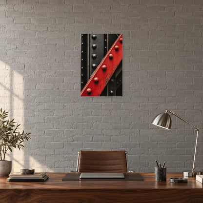 Affiche Acier riveté - Matière brute dans un bureau - Art Virtuoso