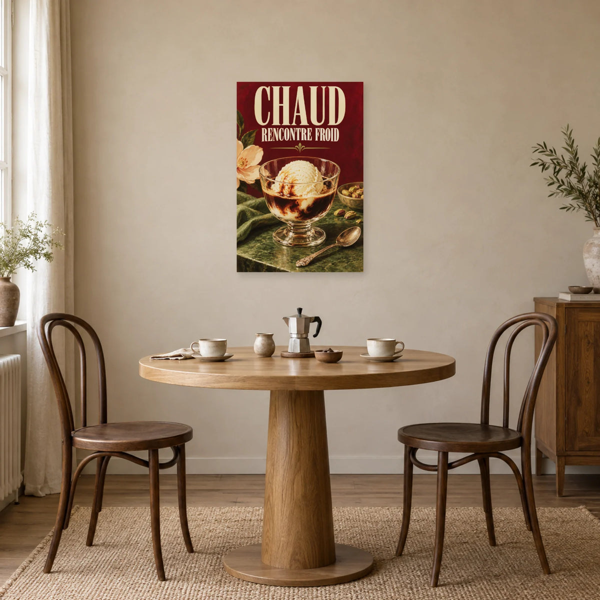 Affiche Affogato - Chaud rencontre froid dans une salle à manger - Art Virtuoso