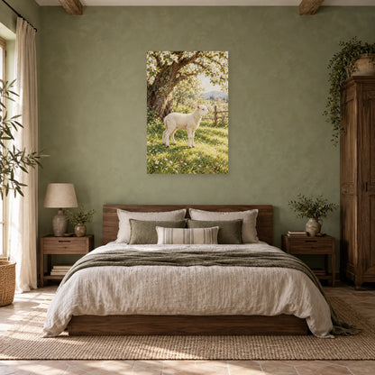 Affiche Agneau - Verger de printemps dans une chambre - Art Virtuoso