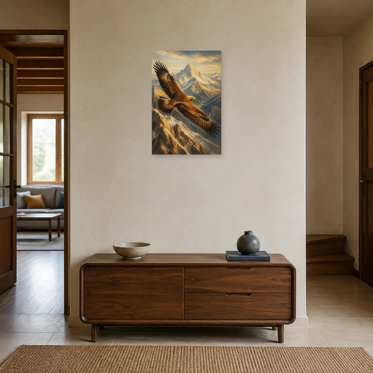 Affiche Aigle royal au-dessus des Alpes dans une entrée ou un couloir - Art Virtuoso