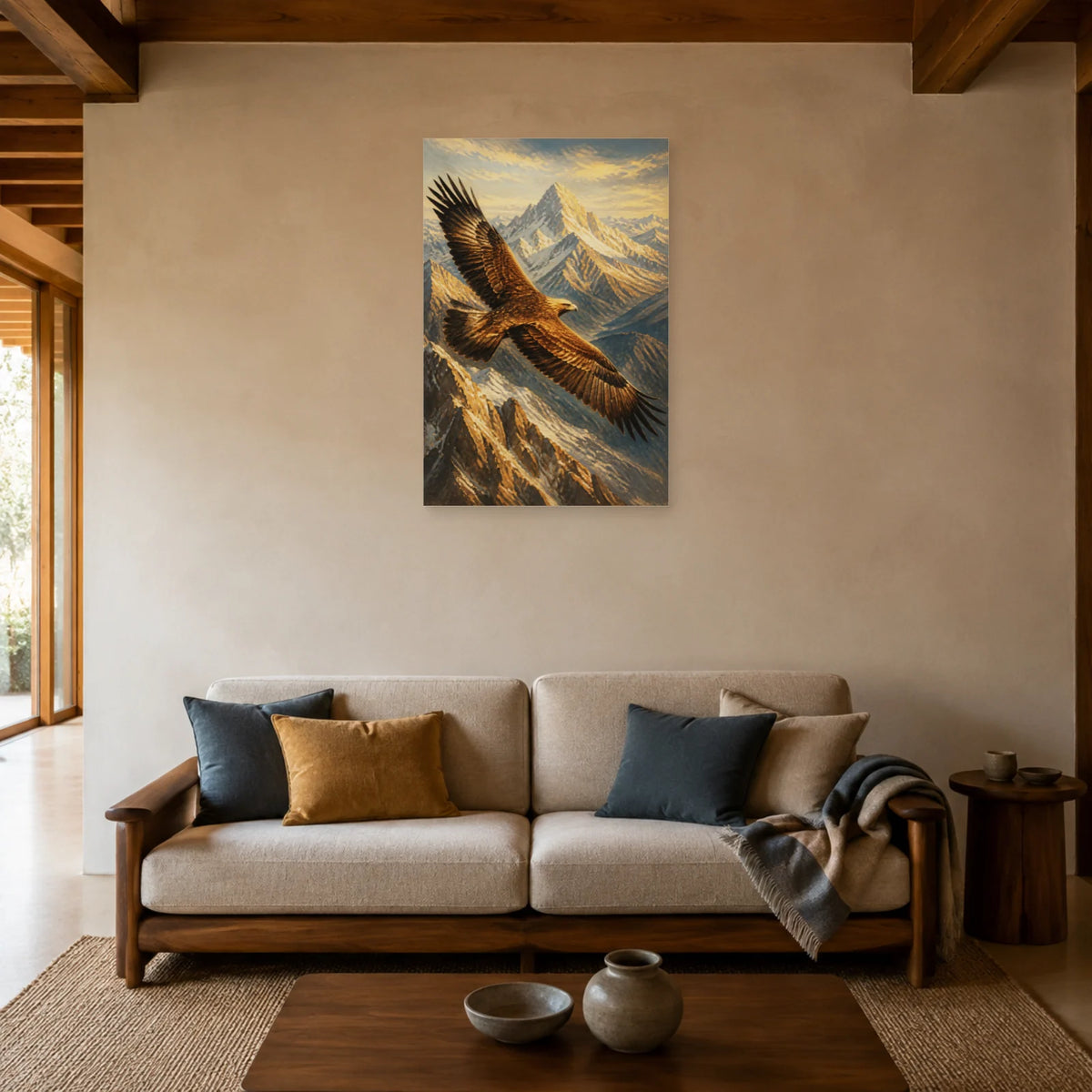 Affiche Aigle royal au-dessus des Alpes dans un salon - Art Virtuoso