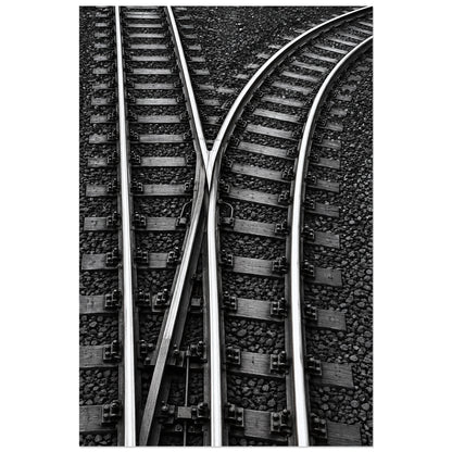 Détail de traverses et d'un aiguillage ferroviaire, affiche 60 × 90 cm