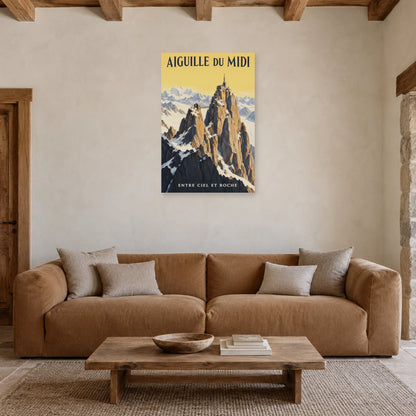 Affiche Aiguille du Midi - Passerelle des cimes dans un salon - Art Virtuoso