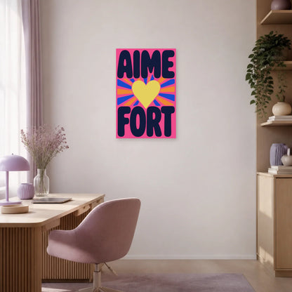 Affiche Aime fort – Cœur rayonnant dans un bureau - Art Virtuoso