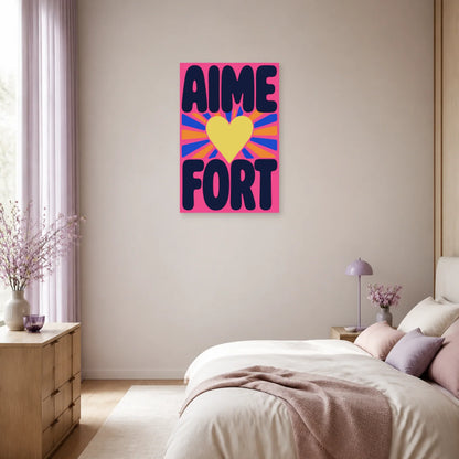 Affiche Aime fort – Cœur rayonnant dans une chambre - Art Virtuoso