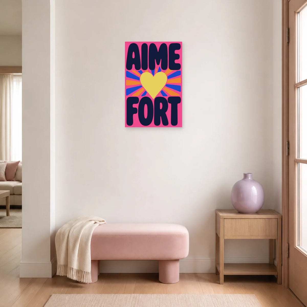 Affiche Aime fort – Cœur rayonnant dans une entrée ou un couloir - Art Virtuoso