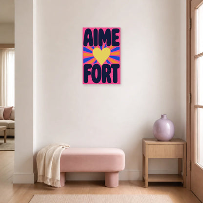 Affiche Aime fort – Cœur rayonnant dans une entrée ou un couloir - Art Virtuoso