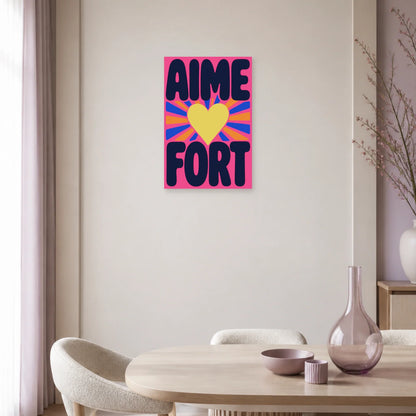 Affiche Aime fort – Cœur rayonnant dans une salle à manger - Art Virtuoso