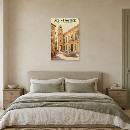 Affiche Aix-en-Provence Place de l'Hôtel de Ville dans une chambre - Art Virtuoso
