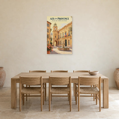 Affiche Aix-en-Provence Place de l'Hôtel de Ville dans une salle à manger - Art Virtuoso