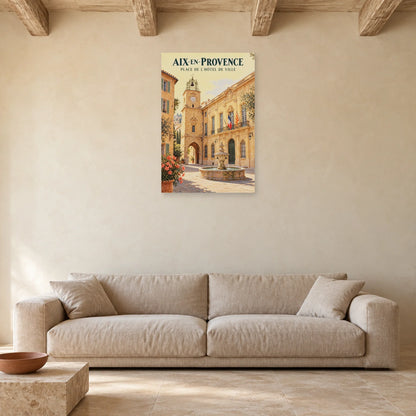 Affiche Aix-en-Provence Place de l'Hôtel de Ville dans un salon - Art Virtuoso