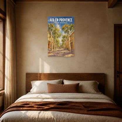 Affiche Aix-en-Provence – Cours Mirabeau dans une chambre - Art Virtuoso