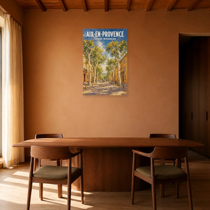 Affiche Aix-en-Provence – Cours Mirabeau dans une salle à manger - Art Virtuoso