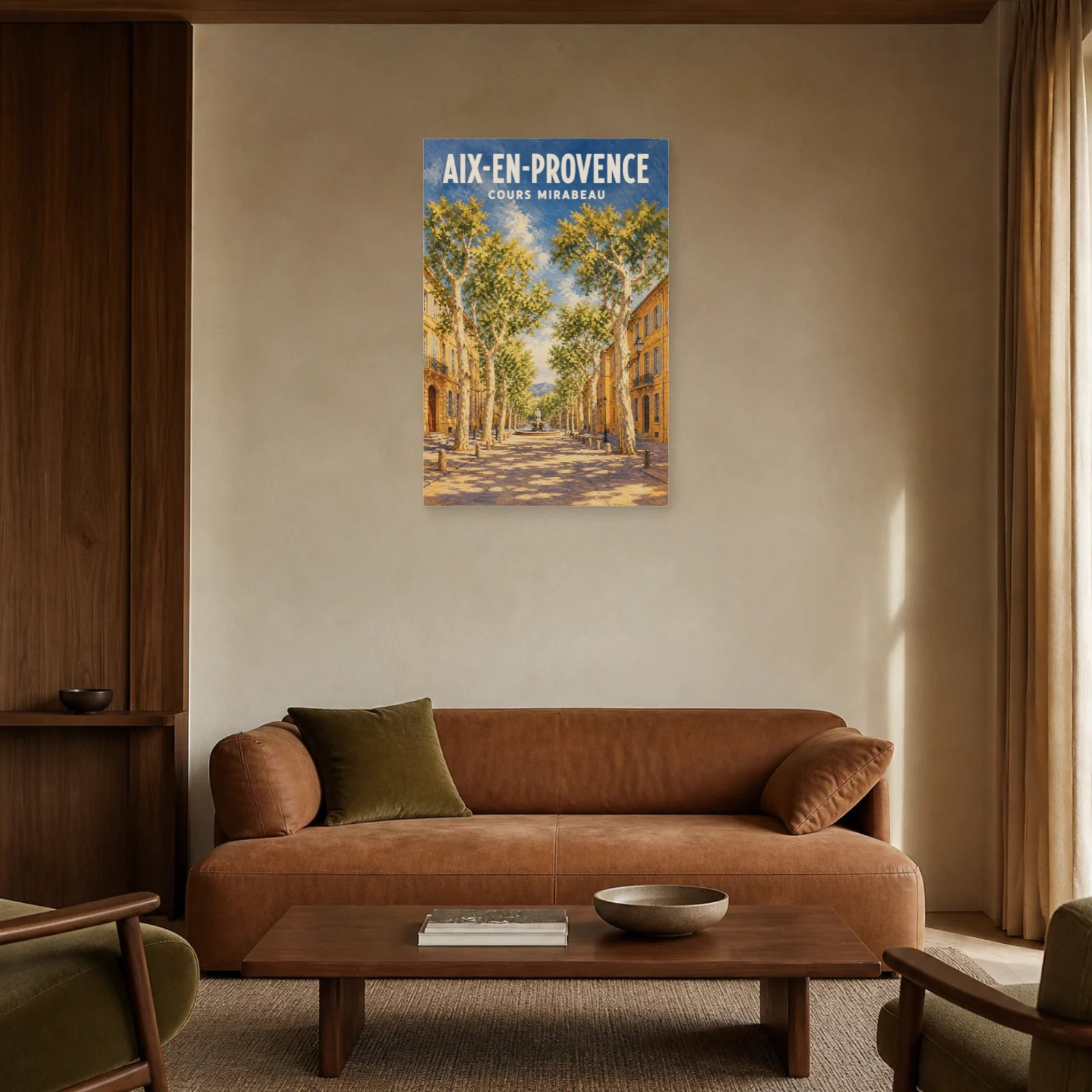 Affiche Aix-en-Provence – Cours Mirabeau dans un salon - Art Virtuoso