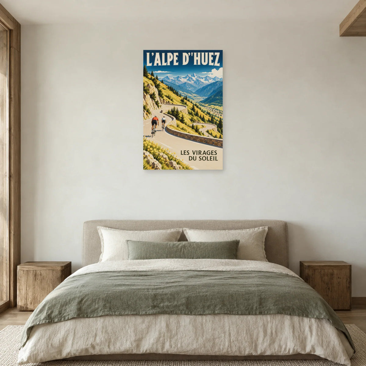 Affiche Alpe d'Huez - Virages au soleil dans une chambre - Art Virtuoso