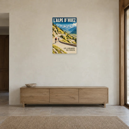 Affiche Alpe d'Huez - Virages au soleil dans une entrée ou un couloir - Art Virtuoso