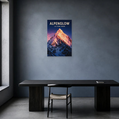 Affiche Alpenglow – La cime rose dans un bureau - Art Virtuoso
