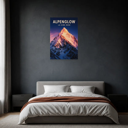 Affiche Alpenglow – La cime rose dans une chambre - Art Virtuoso