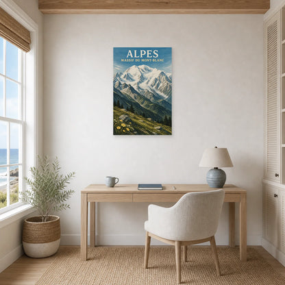 Affiche Alpes – Massif du Mont-Blanc dans un bureau - Art Virtuoso