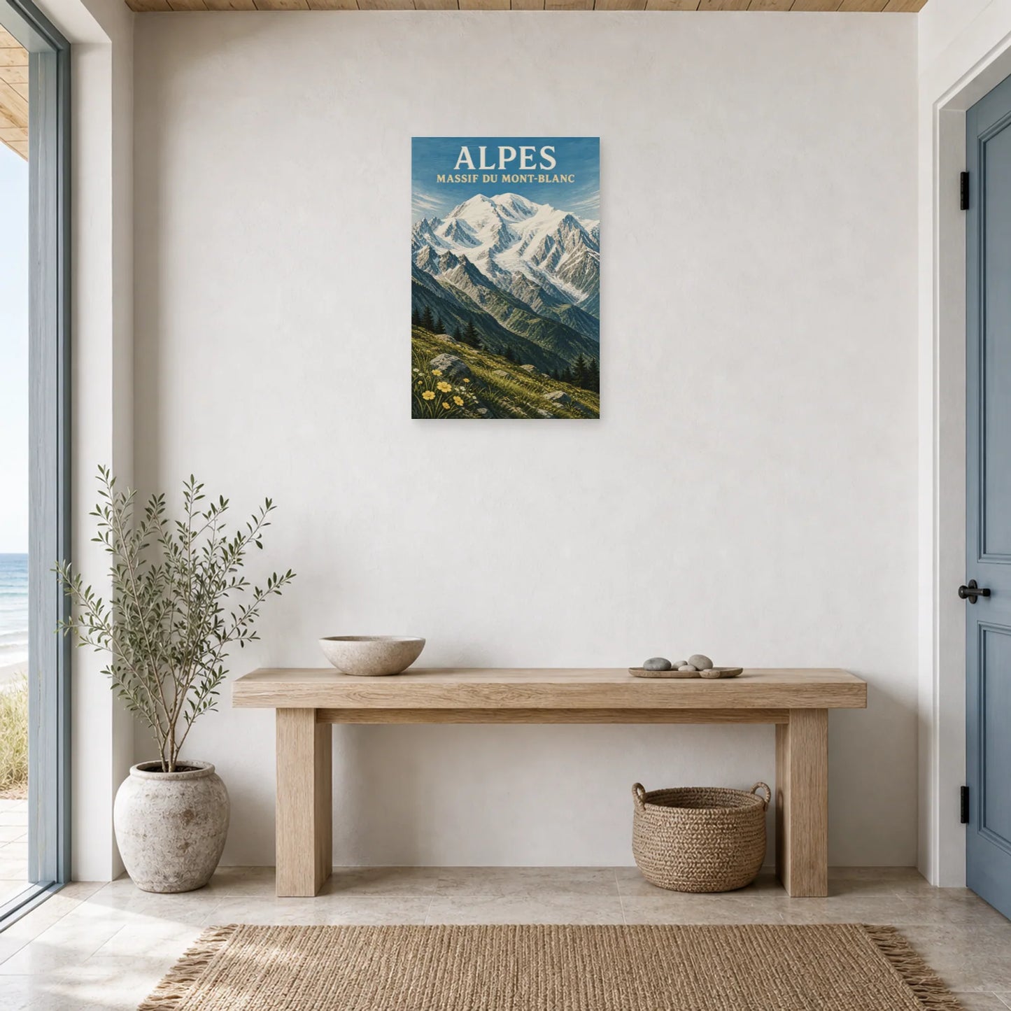 Affiche Alpes – Massif du Mont-Blanc dans une entrée ou un couloir - Art Virtuoso