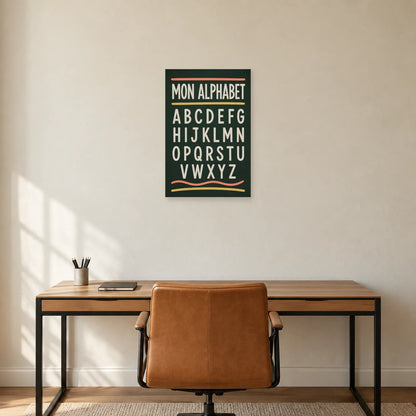 Affiche Alphabet ardoise, craie nette dans un bureau - Art Virtuoso
