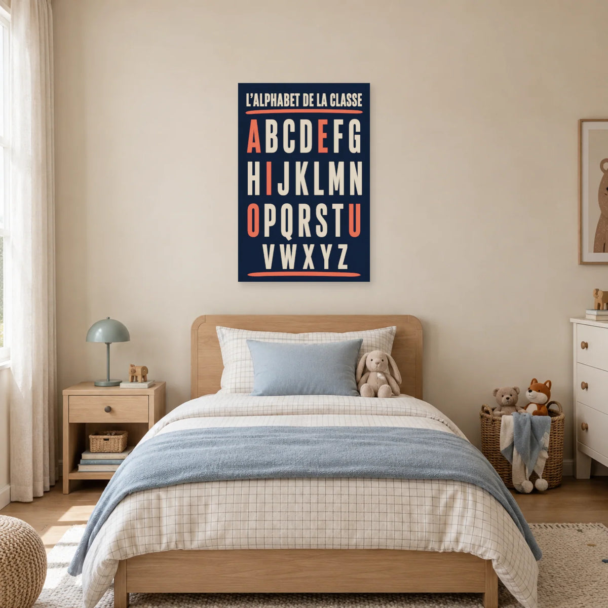 Affiche Alphabet de la classe, tableau joyeux dans une chambre - Art Virtuoso